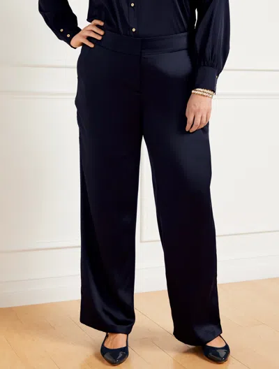 Talbots Plus Size - Plus Exclusive Wide Leg Satin Pants - Blue - 24