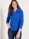 Talbots Plus Size - Pointelle Knit Sweater Jacket - Royal Blue - 3x