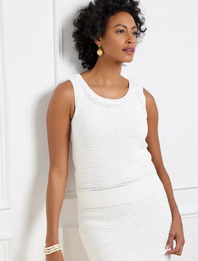 Talbots Plus Size - Pointelle Scoop Neck Shell Sweater - White - 2x