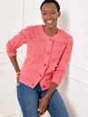 Talbots Plus Size - Pointelle Stitch Cardigan Sweater - Pink Rosette Heather - X - 100% Cotton