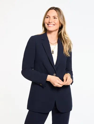 Talbots Plus Size - Polished Crepe Blazer - Blue - 24