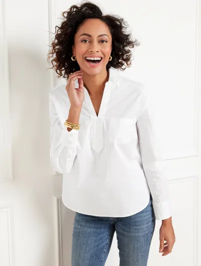Talbots Plus Size - Poplin Short Shirt - White - 3x - 100% Cotton
