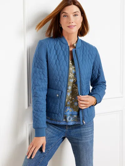 Talbots Plus Size - Quilted Bomber Jacket - Navy Blue Dusk - 2x - 100% Cotton