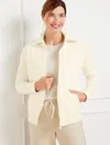 Talbots Plus Size - Quilted Full Zip Sweater Jacket - Ivory - 3x