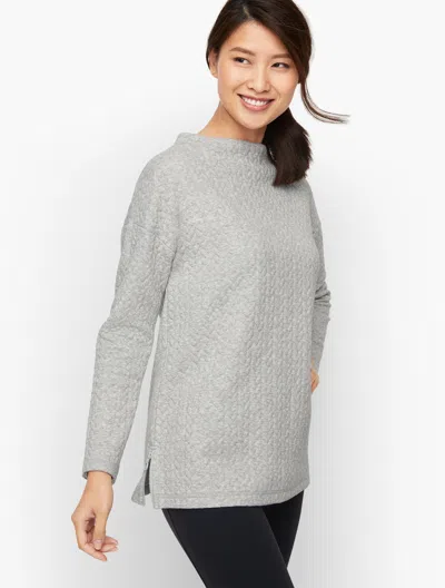 Talbots Plus Size - Quilted Jacquard Pullover Sweater - Lurexâ® - Grey Sky Heather - 2x