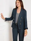 Talbots Plus Size - Refined Denim Double Breasted Blazer - Indigo - 20  In Indigo