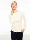 Talbots Plus Size - Ribbed Funnel Neck Pullover Sweater - Ivory - 3x  In White