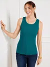 Talbots Plus Size - Ribbed Sleeveless Tank Top - Dark Teal - X
