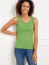 Talbots Plus Size - Ribbed Sleeveless Tank Top - Green Fern - 2x