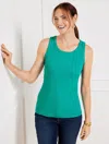 Talbots Plus Size - Ribbed Sleeveless Tank Top - Lapis - 3x
