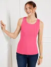 Talbots Plus Size - Ribbed Sleeveless Tank Top - Pretty Pink - 2x