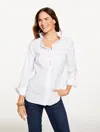 Talbots Plus Size - Ruffle Non-iron Shirt - White - 1x  In White