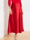 Talbots Plus Size - Satin Maxi Slip Skirt - Red - 18