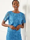 Talbots Plus Size - Scroll Floral Lace Top - Lakeside Blue - 2x  In Lakeside Blue