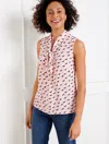 Talbots Plus Size - Shadow Dot Tie Neck Shell Sweater - Warm Blush/ivory - 1x  In Warm Blush,ivory