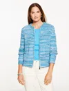 Talbots Plus Size - Shaker Stitch Full-zip Cardigan Sweater - Space Dye - Blue Spruce - 3x  In Green
