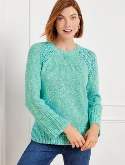 Talbots Plus Size - Shaker Stitch Sweater - Marl - Gleam/opal Blue - 3x  In Gleam,opal Blue