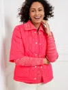 Talbots Plus Size - Short Sleeve Quilted Puffer Jacket - Pink Passion - 3x  In Pink Passion