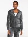 Talbots Plus Size - Sky Lounge Velour Full-zip Hoodie - Shadow Heather - 3x  In Gray