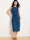 Talbots Plus Size - Sleeveless Wrap Jersey Dress - Stormy Wash - 22 - 100% Cotton  In Stormy Wash