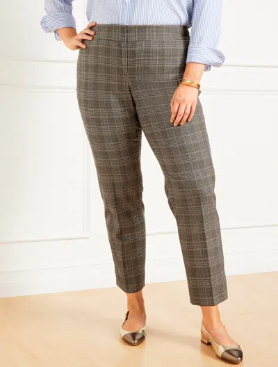 Talbots Misses - Slim Ankle Pants - Glen Plaid - Brown/teal - 16  In Brown,teal