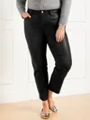 Talbots Plus Size - Slim Straight Ankle Jeans - Metallic - Black/black Foil - 16  In Black,black Foil