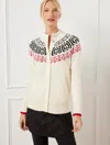 Talbots Snap Front Sweater Jacket - Wintery Geo - Ivory - 2x  In Ivory