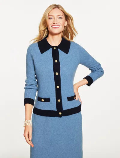 Talbots Plus Size - Soft Bouclé Cardigan Sweater - Tipped - Moonlight Blue/indigo - 2x