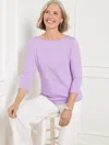 Talbots Petite - Solid Bateau Neck T-shirt Pima Cotton - Spring Lilac - Xl