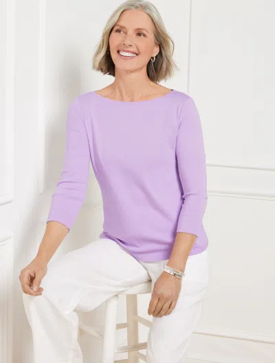 Talbots Petite - Solid Bateau Neck T-shirt Pima Cotton - Spring Lilac - Xl