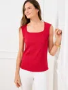 Talbots Petite - Square Neck Tank Top - Red - Medium