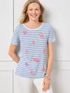 Talbots Plus Petite - Stars & Shells Crewneck T-shirt - Blue Sky/white - 2x  In Blue Sky,white