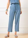 Talbots Plus Size - Straight Crop Drawstring Pants - Blue/white - 3x  In Blue,white