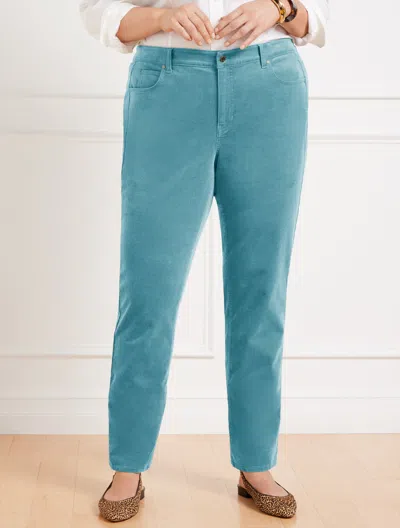 TALBOTS MISSES - STRETCH CORDUROY STRAIGHT LEG PANTS - SOLIDS - CURVY FIT - BLUE HAZE - 18 TALBOTS 