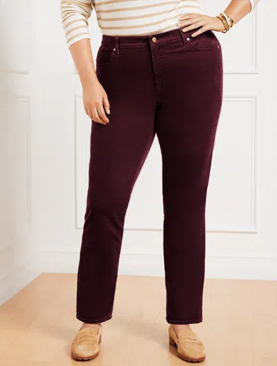 Talbots Plus Size - Stretch Corduroy Straight Leg Pants - Solids - Curvy Fit - Rich Burgundy - 22  In Rich Burgundy