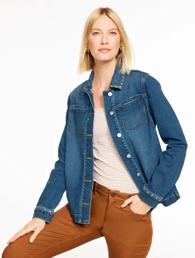 Talbots Plus Size - Studded Denim Shirt Jacket - Bleeker Wash - 2x