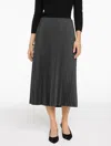 Talbots Plus Size - Studded Pleated Flannel Midi Skirt - Dark Grey - 2x  In Gray