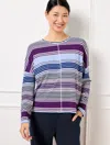 Talbots Plus Size - Supersoft Jersey Boxy T-shirt - Multi Stripe - Ink - 3x  In Ink