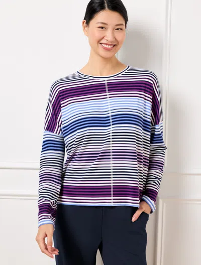 Talbots Plus Size - Supersoft Jersey Boxy T-shirt - Multi Stripe - Ink - 3x