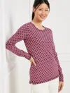 Talbots Plus Size - Supersoft Jersey Long Sleeve T-shirt - Fascinating Scallop - Burgundy Berry - 3x