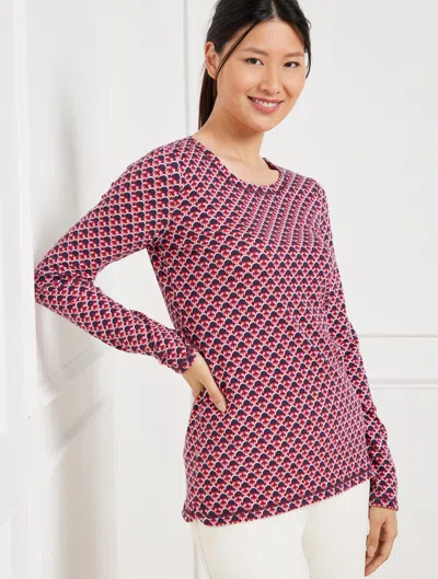 Talbots Plus Size - Supersoft Jersey Long Sleeve T-shirt - Fascinating Scallop - Burgundy Berry - 3x