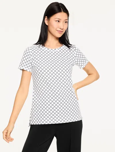 Talbots Plus Size - Supersoft Jersey Short Sleeve Crewneck T-shirt - Abstract Floral - White/black - 3x Talb In Multi