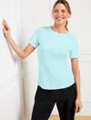 Talbots Plus Size - Supersoft Jersey Short Sleeve T-shirt - Blue Ice - 3x