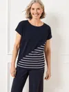 Talbots Plus Size - Supersoft Jersey Short Sleeve T-shirt - Classic Stripe - Indigo/white - 2x  In Indigo,white
