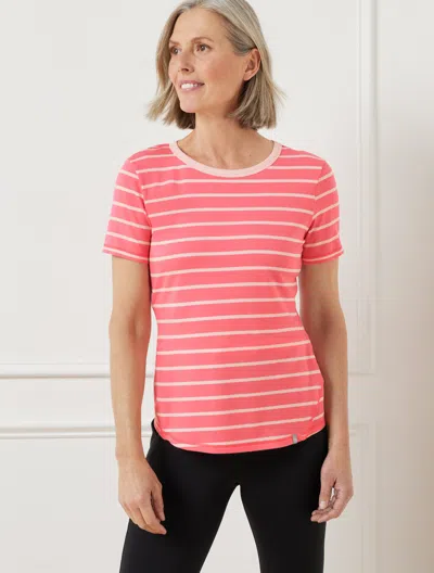 Talbots Plus Size - Supersoft Jersey Short Sleeve T-shirt - Classic Stripe - Pink Lemonade/rosewater - X Tal In Pink Lemonade,rosewater