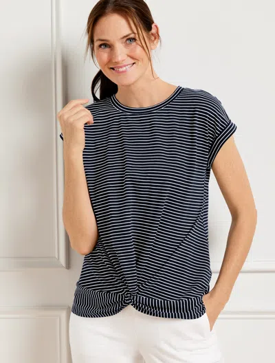 Talbots Plus Size - Supersoft Jersey Twist Front T-shirt - Maritime Stripe - Indigo/white - X  In Indigo,white