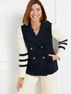 Talbots Petite - Sweater Sleeve Peacoat - Indigo/ivory - Large  In Indigo,ivory