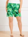 Talbots Plus Size -  Nantucket Washed Linen Paperbag Shorts - Isle Fronds - Vivid Turquoise - 3x In Vivid Turquoise
