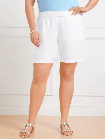 Talbots Plus Size -  Nantucket Washed Linen Paperbag Shorts - White - X