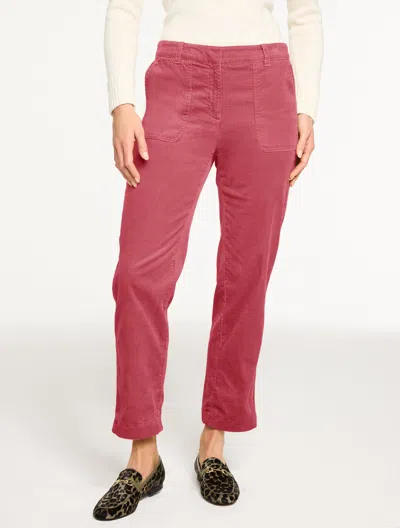 Talbots Plus Size - Tapered Ankle Stretch Corduroy Pants - Deep Mauve - 24  In Purple